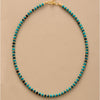 Goldtone Turquoise Stone Beaded Choker Necklace - White