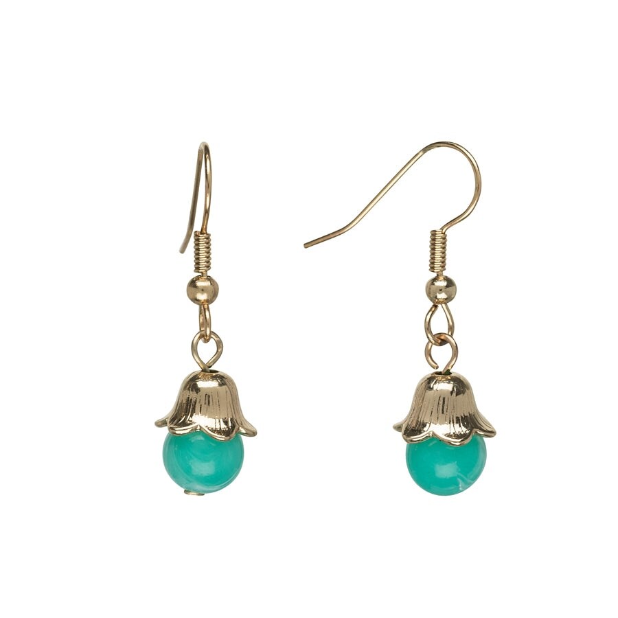 Goldtone Turquoise Tulip Drop Earrings