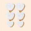 Goldtone White Beaded Triple Heart Drop Earrings