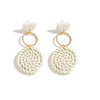 Goldtone White Braided Circular Drop Earrings