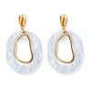 Goldtone White Circular Drop Earrings