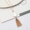 Goldtone White Circular Tasseled Pendant Necklace