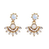 Goldtone White Crystal Drop Earrings