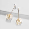 Goldtone White Floral Bar Drop Earrings