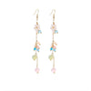 Goldtone White Flower Beaded Chain Drop Earrings