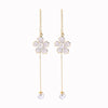 Goldtone White Flower Imitation Pearl Chain Drop Earrings