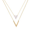 Goldtone White Marbled Chevron Layered Necklace