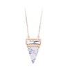 Goldtone White Marbled Crystal Pendant Necklace