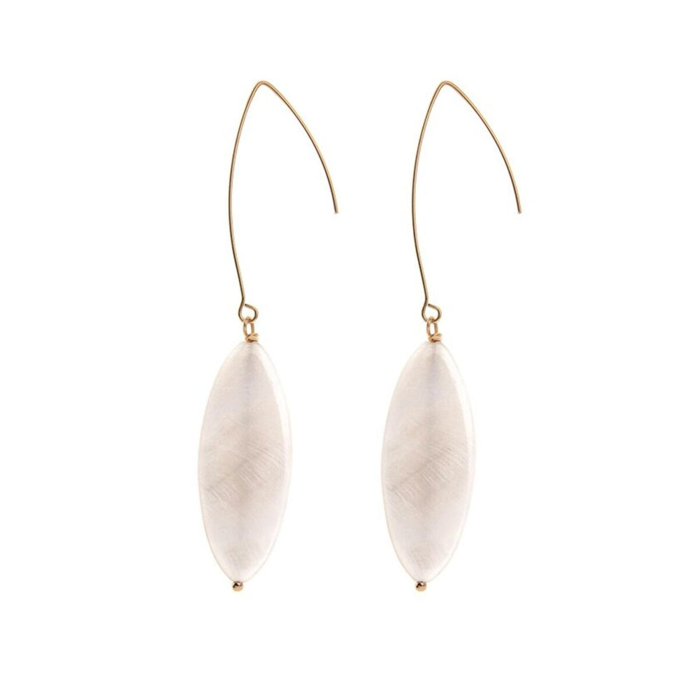 Goldtone White Marquis Threader Earrings