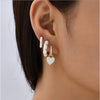 Goldtone White Set Of 3 Earrings With Hoops And Heart