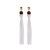 Goldtone White Tasseled Drop Earrings