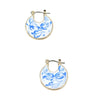 Goldtone White & Blue Marbled Circular Earrings