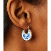 Goldtone White & Blue Marbled Circular Earrings