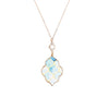 Goldtone White & Blue Trefoil Pendant Necklace