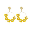 Goldtone Yellow Flower Circular Earrings