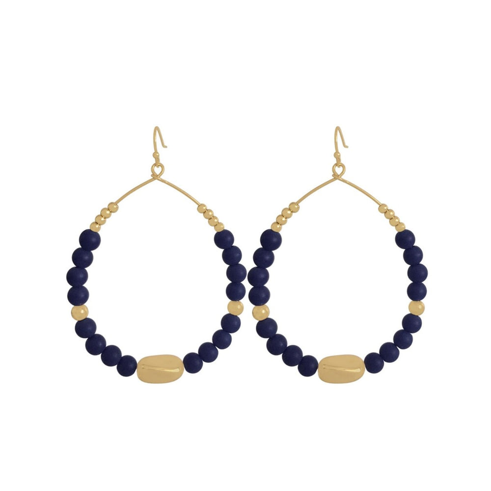 Goldtone & Beaded Oval Hoop Earrings