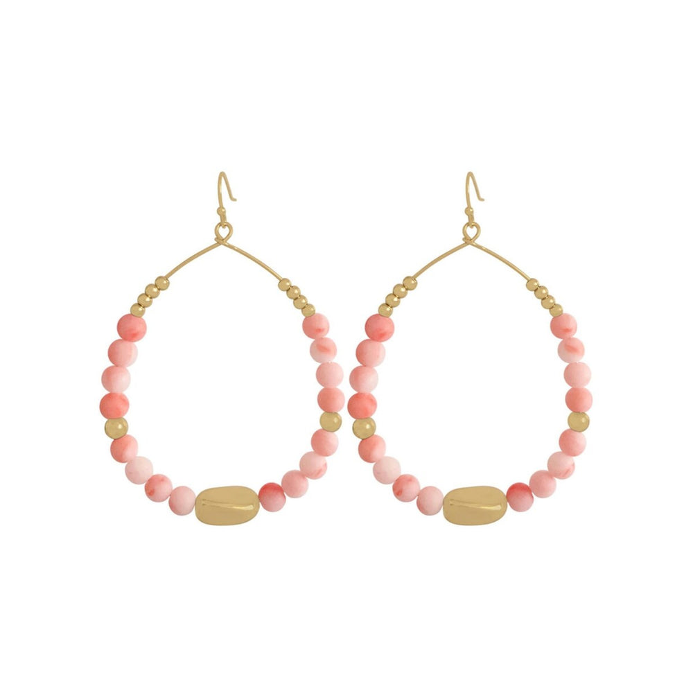 Goldtone & Beaded Oval Hoop Earrings