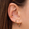 Goldtone & Black Crystal Spike And Hoop Set Of 3 Earrings