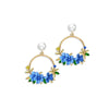 Goldtone & Blue Floral Drop Earrings