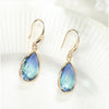 Goldtone & Blue Green Ombre Teardrop Drop Earrings