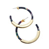 Goldtone & Blue Multicolour Marbled Hoop Earrings