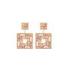 Goldtone & Champagne Crystal Square Drop Earrings