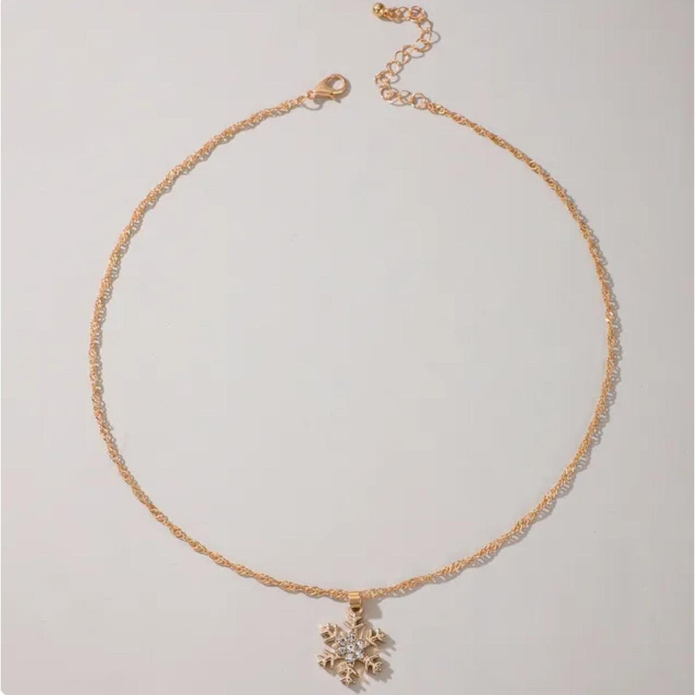 Goldtone & Clear Crystal Snowflake Pendant Necklace - White