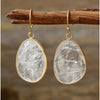 Goldtone & Clear Quartz Oval Drop Earrings