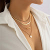 Goldtone & Crystal Layered Bar And Circular Necklace - White