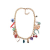 Goldtone & Crystal Multicolour Charm Necklace - White