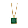 Goldtone & Emerald Green Cz Square Pendant Necklace - White