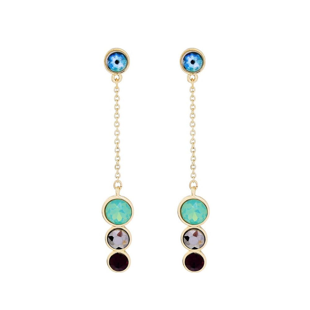 Goldtone & Eye Circular Drop Earrings