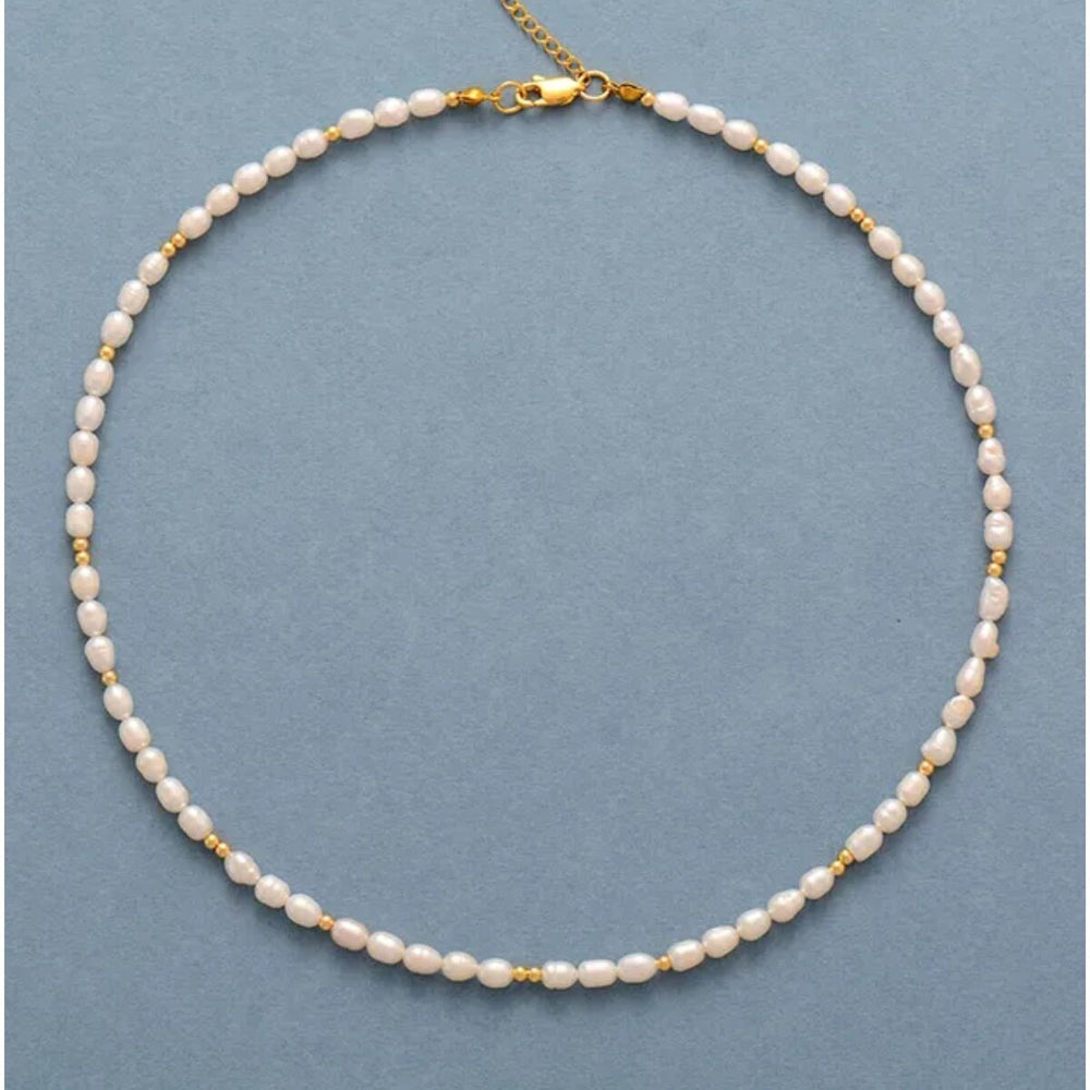 Goldtone & Freshwater Pearl Choker Necklace - White