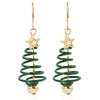 Goldtone & Green Spiraled Christmas Tree Earrings