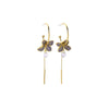 Goldtone & Grey Floral And Chain Drop Earrings