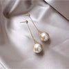 Goldtone & Imitation Pearl Chain Drop Earrings