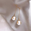 Goldtone & Imitation Pearl Chain Drop Earrings