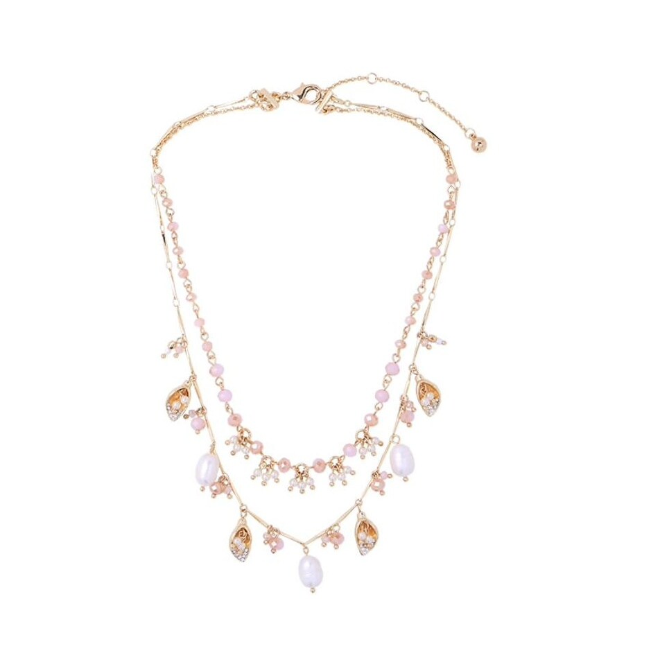 Goldtone & Imitation Pearl Delicate Drops Layered Necklace - White