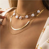 Goldtone & Imitation Pearl Drop Layered Necklace - White