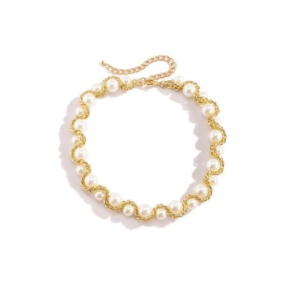 Goldtone & Imitation Pearl Intertwined Choker Necklace - White