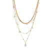 Goldtone & Imitation Pearl Layered Necklace - White