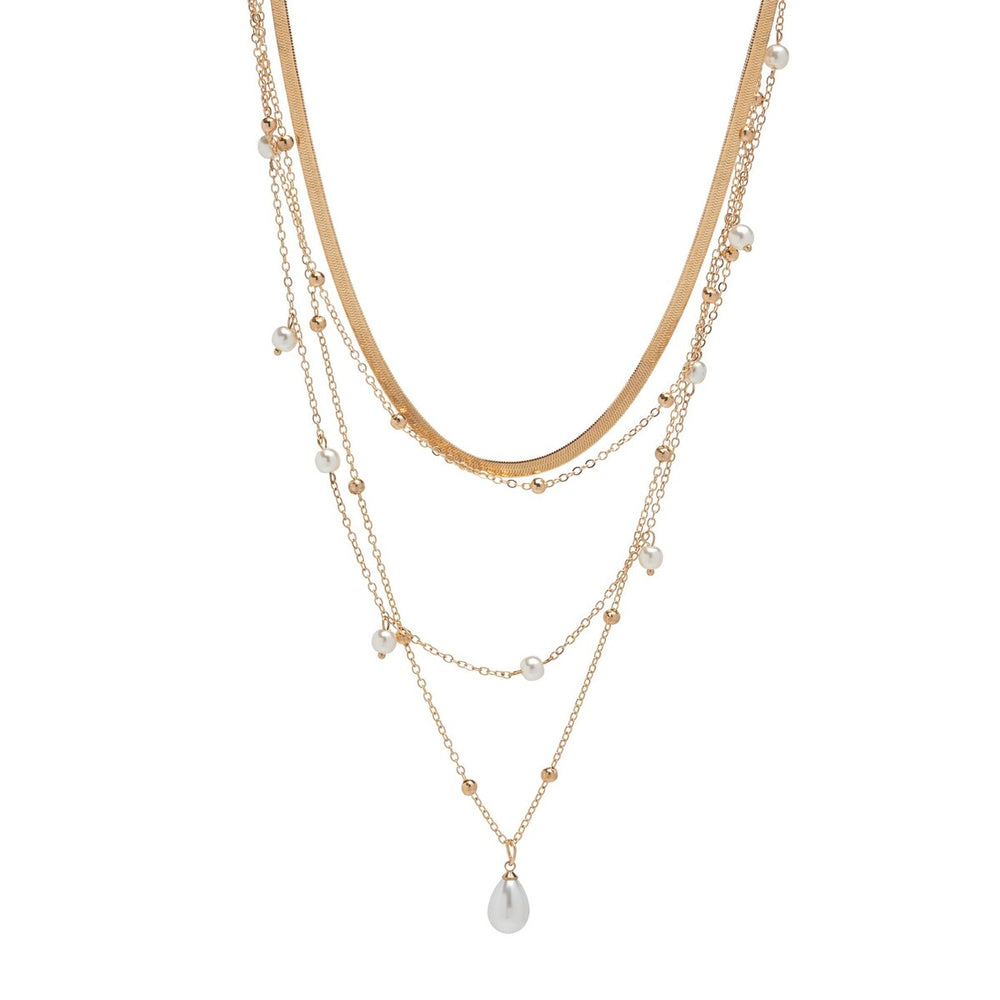 Goldtone & Imitation Pearl Layered Necklace - White