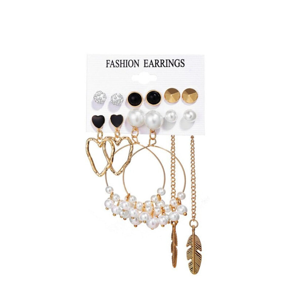 Goldtone & Imitation Pearl Stud And Drop Earring Set