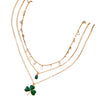 Goldtone & Imitation Pearllayered Green Shamrock Necklace - White