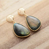 Goldtone & Labradorite Gemstone Drop Earrings