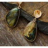 Goldtone & Labradorite Gemstone Drop Earrings