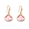 Goldtone & Light Pink Faceted Crystal Teardrop Drop Earrings