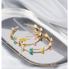 Goldtone & Multi Coloured Heart Hoop Earrings