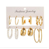 Goldtone & Pearl Set Of 6 Hoop Earrings