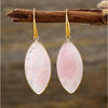 Goldtone & Pink Quartz Marquis Drop Earrings